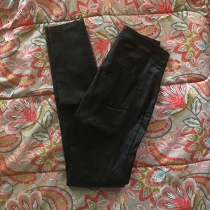 Black faux leather pants